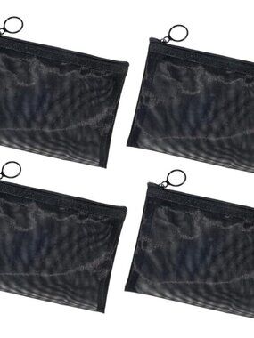 4Pc Nylon Mesh Makeup Bags Zipper Cosmetic Pouch Travel Toiletry Organizer